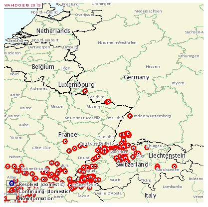 Uitbraken blauwtong NW-Europa 0119