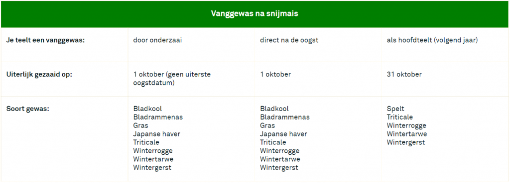 Vanggewas op zand- en lössgrond zaaien na mais